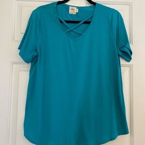 Women's Teal V-Neck Top